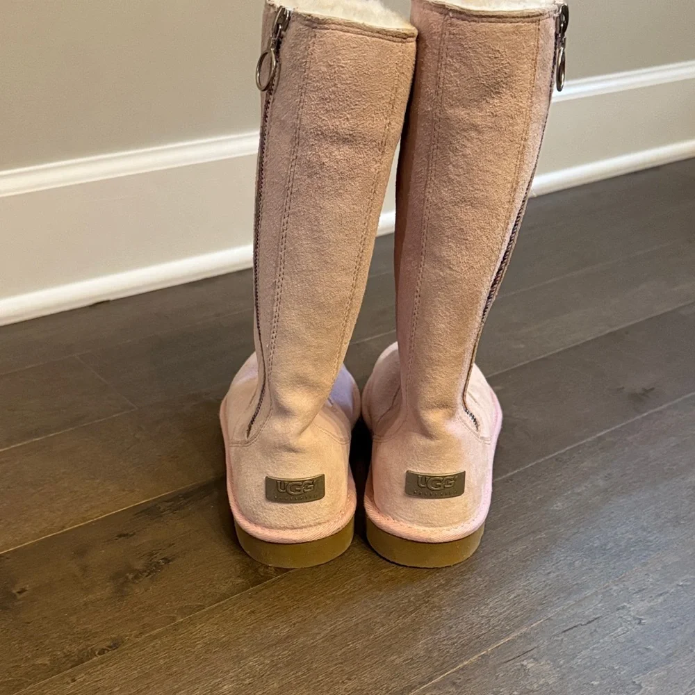 UGG Hayden Tall Boots Seashell Pink Sheepskin Shearling Size 5 Limited Edition